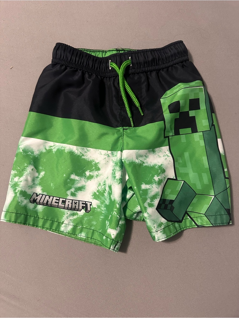 Minecraft Kids Green Creeper Swim Trunks